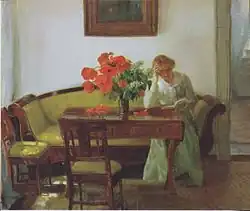 Interior with Poppies and Reading Woman (Lizzy Hohlenberg), Anna Ancher, 1905
