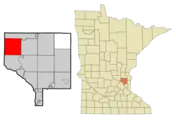 Location of the city of Nowthen within Anoka County, Minnesota