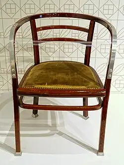 Armchair made by Gebruder Thonet (1905–1906), of beechwood, aluminum, and cane under the upholstery .And it is credited to Estée and Joseph Lauder Design Fund.[29] (Montreal Museum of Fine Arts)