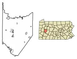 Location of Ford Cliff in Armstrong County, Pennsylvania.