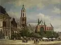 Church in 1884, Painting: Der Markt in Arnhem