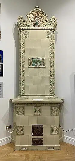 Stove in the Mița the Cyclist House, possibly designed by Nicolae C. Mihăescu, 1908