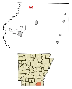 Location of Fountain Hill in Ashley County, Arkansas.