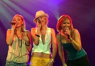 Atomic Kitten in 2005 (L–R): Liz McClarnon, Jenny Frost and Natasha Hamilton