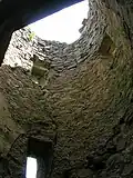 The interior of one of the round towers