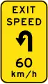 (W1-9-5) Exit advisory speed with hairpin curve to left