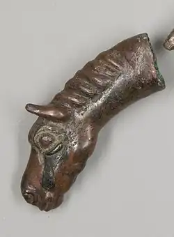 Axe head; late 3rd–early 2nd millennium BC; copper alloy; height: 2.8&nbsp;cm, length: 7.2&nbsp;cm, thickness: 1.8&nbsp;cm, weight: 82.5 g; Metropolitan Museum of Art