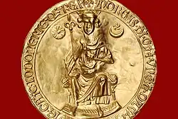 Image 51The seal of the Golden Bull of King Andrew II of Hungary from 1222 (from History of Hungary)