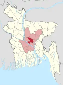 Location of Dhaka District within Bangladesh