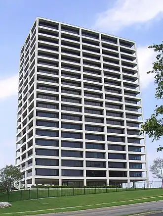 A 19-story modern office building