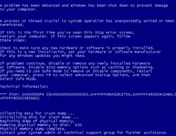A variation of the blue screen of death on Windows XP, Vista and 7
