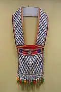 Woodlands artist, Bandolier Bag, ca. 1840, wool, cotton, and glass beads, Portland Art Museum.