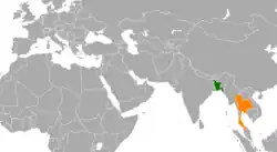 Map indicating locations of Bangladesh and Thailand