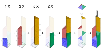 Example of a trimetric projection showing the shape of the Bank of China Tower in Hong Kong.