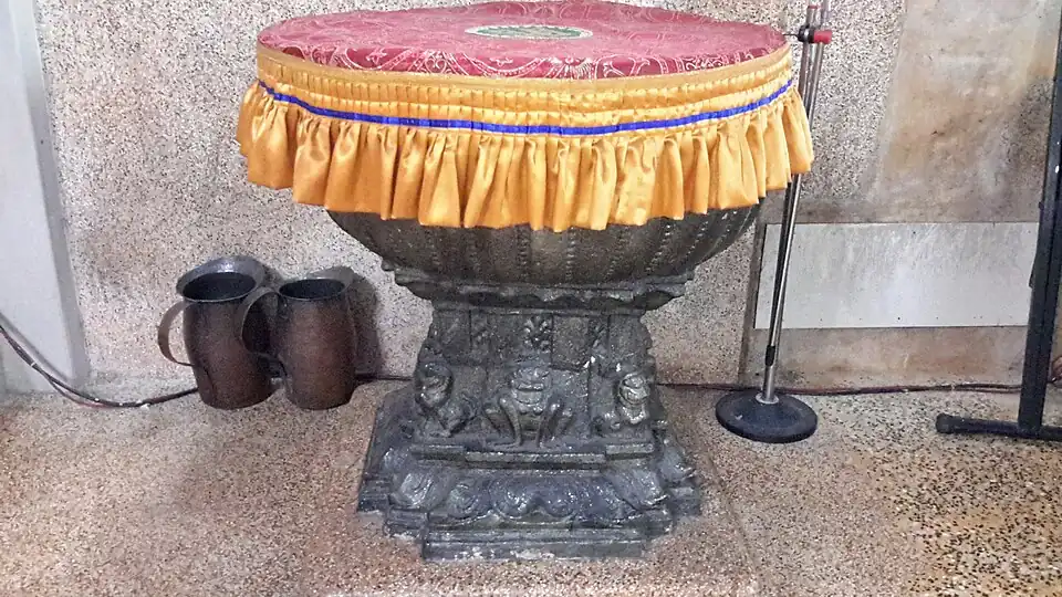 Baptismal font of the church.