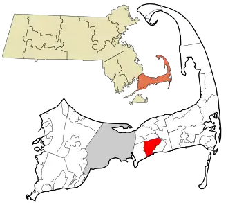 Location in Barnstable County and the state of Massachusetts.