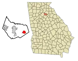 Location in Barrow County and the state of Georgia