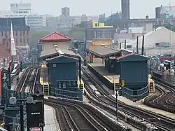 The station as seen from the 20th Avenue station down the line