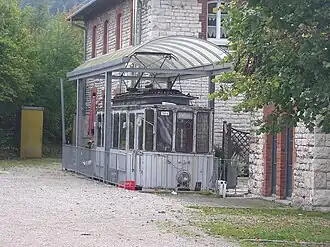 Former Beilngries station with a former Rheinbahn tram