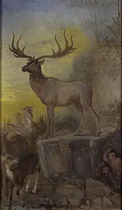 Irish Elk and Palaeolithic Hunter, by 1894