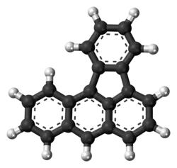 Ball-and-stick model of the benzo[a]fluoranthene molecule