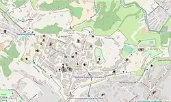 Map of the old walled Upper City of Bergamo