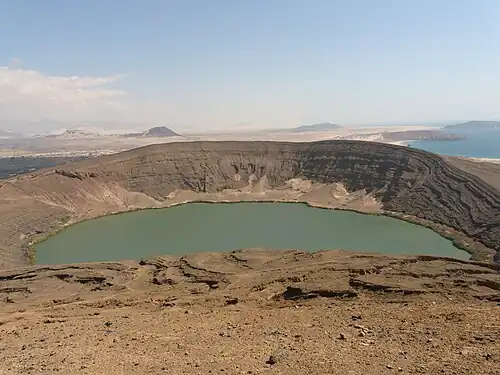 Bir Ali Crater in Shabwa, the crater is about 1.3&nbsp;km wide and contains water with a surface of about 800 meters wide
