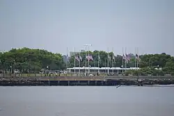 Black Tom Island as seen from Liberty Island in June 2024.