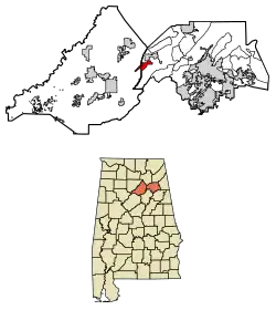 Location of Altoona in Blount County and Etowah County, Alabama.
