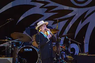 Bob Dylan performing at Finsbury Park, London, June 18, 2011