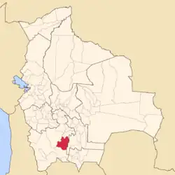 Location of the Nor Chichas Province within Bolivia