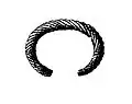 Twisted wires bracelet from Spalnaca (Bronze Age IV) that evolved into Cerbăl twisted wires type, by the La Tène times.[114]