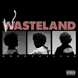 Three black-and-white photos of the artist in a row across the middle of a plain black frame. Above the photos is the name of the album in all caps printed in large blocky red letters, with a wispy, thin, white W over the red one. Below the photos is the artist's name, evenly spaced in smaller white print.