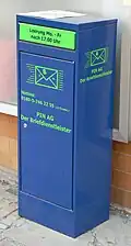 A postbox of one of the many private mail companies in Germany, this one PIN in Berlin[40]