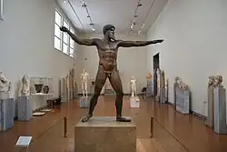 Zeus of Artemision (Classical); c. 460 BC; bronze; height: 209&nbsp;cm; National Archaeological Museum (Athens, Greece)[39]