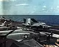 A Buccaneer of 809 NAS from HMS&nbsp;Ark Royal aboard Roosevelt during her 1972 Mediterranean cruise.