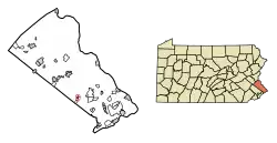 Location of Ivyland in Bucks County, Pennsylvania.