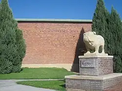 Syracuse High School Bulldog mascot.