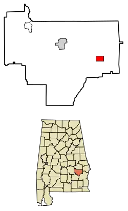 Location of Midway in Bullock County, Alabama.