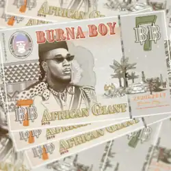 The cover is an image of Burna Boy inscribed in a bank note wearing a sunglasses and a Fela Kuti necklace