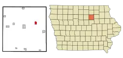 Location of Clarksville, Iowa