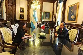 President Cristina Fernández de Kirchner and President Felipe Calderón in Buenos Aires; 2010.