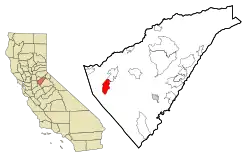 Location in Calaveras County and the state of California