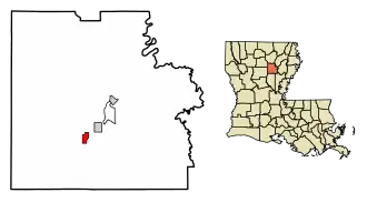 Location of Clarks in Caldwell Parish, Louisiana.