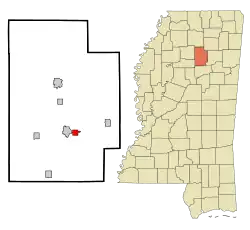 Location of Derma, Mississippi
