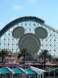 The roller coaster's loop with the former Mickey Mouse head