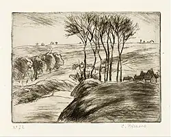 Landscape in Osny, 1887, etching on Holland paper. Museum of Fine Arts, Houston
