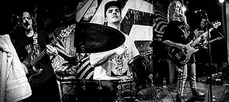 Camping in Alaska in 2025. From left: Austin Davis, Jacob Stewart, Dani Fandre (front) and touring member Steven Whaley (back)