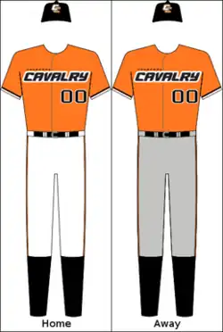 Canberra Cavalry home and away orange uniform (also white shirt with orange and black writing)