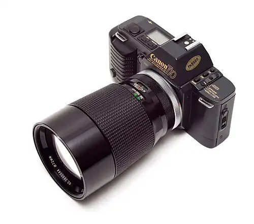 A single-lens reflex camera.